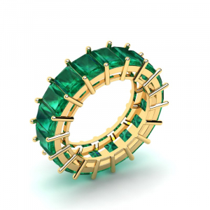 Obrączka złota zielone cyrkonie 6x4mm