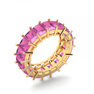 Obrączka złota różowe cyrkonie 6x4mm