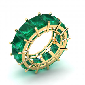 Obrączka złota zielone cyrkonie 8x6mm 14kr