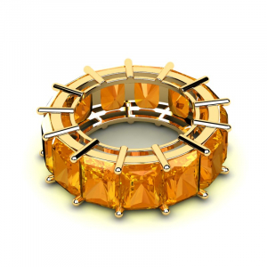 Obrączka złota pomarańczowe cyrkonie 8x6mm 14kr