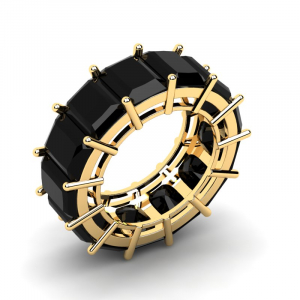 Obrączka złota czarne cyrkonie 8x6mm