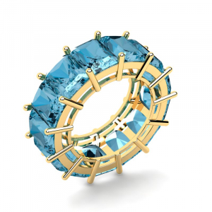 Obrączka złota niebieskie cyrkonie 8x6mm