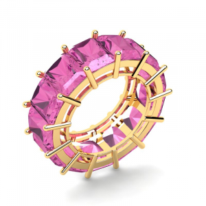 Obrączka złota różowe cyrkonie 8x6mm