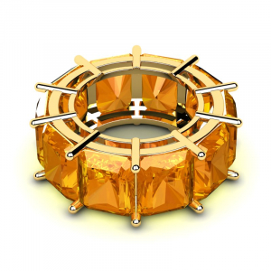 Obrączka złota pomarańczowe cyrkonie 10x8mm 14kr