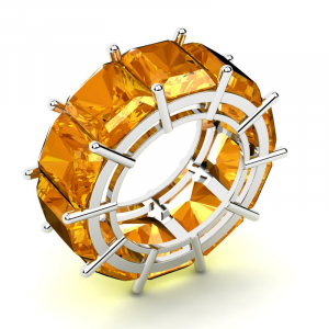 Obrączka białe złoto cyrkonie pomarańcz 10x8mm 14k