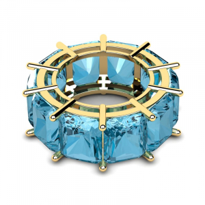 Obrączka złota niebieskie cyrkonie10x8mm