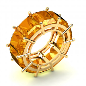 Obrączka złota pomarańczowe cyrkonie 10x8mm