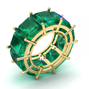 Obrączka złota zielone cyrkonie 10x8mm