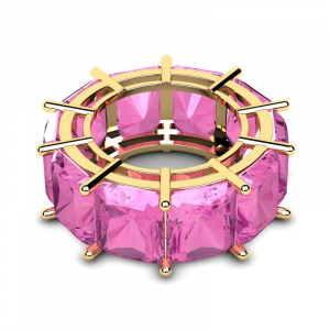 Obrączka złota różowe cyrkonie 10x8mm