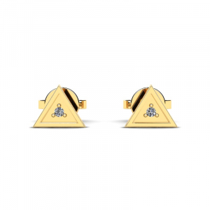 Kolczyki złote trójkąty z cyrkoniami