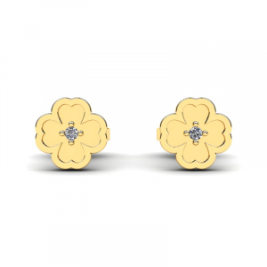 Yellow gold diamond stud earrings flowers (1) (1)