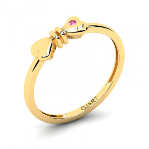 8k yellow gold bow ring (1)