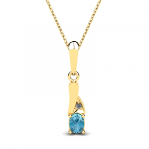 Gold necklace with topaz and diamond 0,25ct (1)
