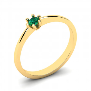 Klasyczny pierścionek złoty z zieloną cyrkonią 3mm