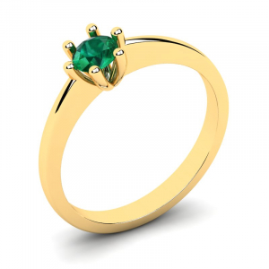 Klasyczny pierścionek złoty z zieloną cyrkonią 4mm
