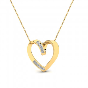 Beautiful gold necklace with heart and diamonds (1)
