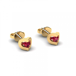 Yellow gold earrings with rubies 0,14ct