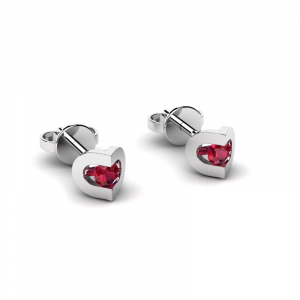 White gold earrings with rubies 0,14ct