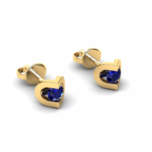Yellow gold sapphire earrings 0,66ct 