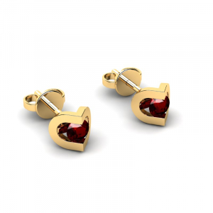 14k gold earrings with natural garnets 0,30ct