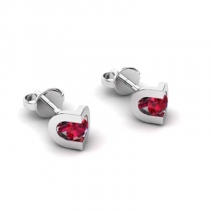 14ct gold earrings with natural rubies 0,26ct
