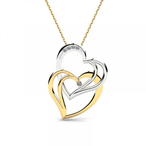 Gold heart necklace with diamonds gift (1)