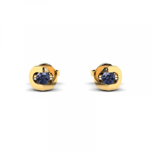 Genuine round white diamond gold stud earrings (1)