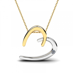 Gold heart necklace with diamond gift (1) (1)