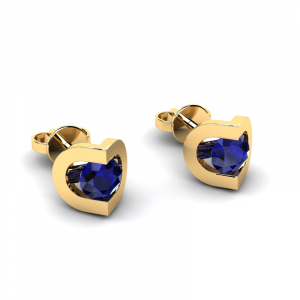 Yellow gold sapphire earrings 0,66ct
