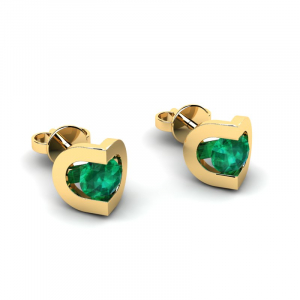 Yellow gold earrings with natural emeralds 0,48ct