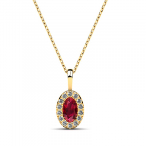 Yellow gold pendant with sapphire and diamonds  (1) (1) (1) (1)