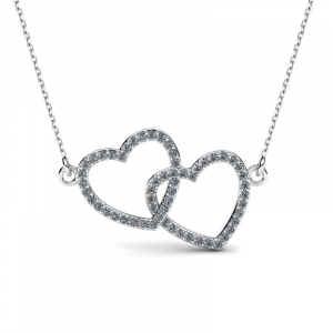 14k gold hearts necklace with 0.14ct diamonds (1)