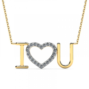 Gold necklace with diamonds i love you (1)