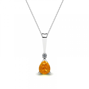 Naszyjnik z białego złota z pomarańczową cyrkonią 