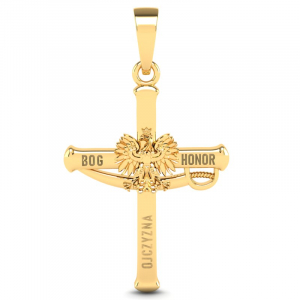 Krzyż srebrny pozłacany Bóg Honor Ojczyzna 20mm