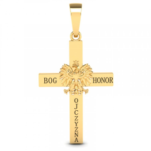 Krzyż srebrny pozłacany Bóg Honor Ojczyzna 40mm