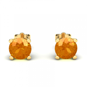 Kolczyki złote z pomarańczowymi cyrkoniami
