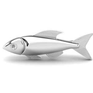 Broszka srebrna ryba z cyrkonią