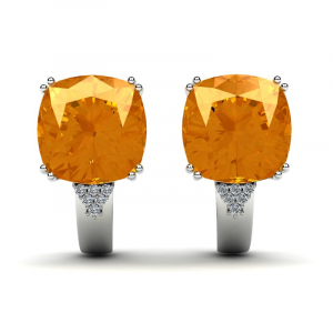 Kolczyki białe złoto pomarańczowe cyrkonie