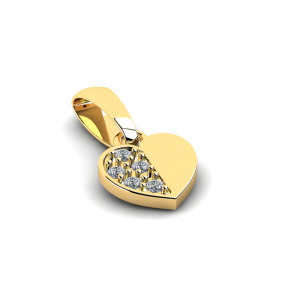 Delicate gold heart pendant with zirconia