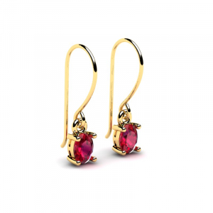Yellow gold earrings with natural rubies 0,46ct 