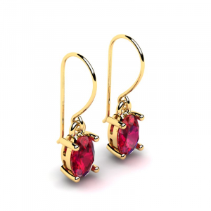 Yellow gold earrings with natural rubies 1,00ct 