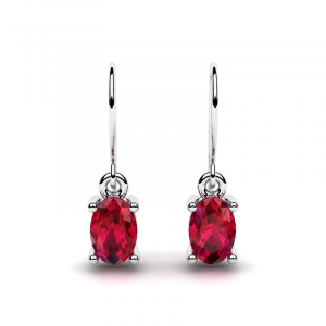 White gold earrings with natural rubies 1,00ct 