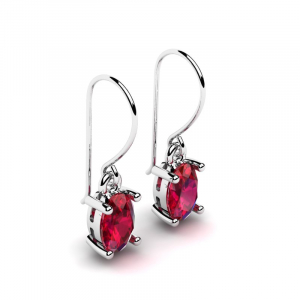 White gold earrings with natural rubies 1,00ct 