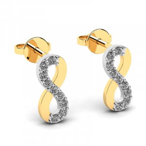 Gold infinity earrings with 0.14ct diamonds