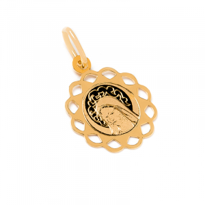 Tiny 14k gold medal pendant with Our Lady