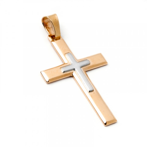 Krzyż złoty duży dwukolorowy grawer 14kr