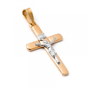 Krzyż złoty z Panem Jezusem grawer 14kr
