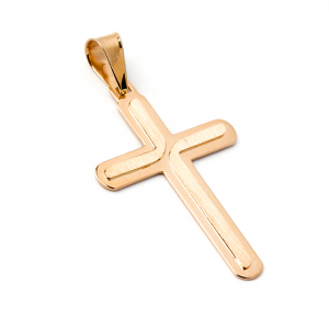 Krzyż złoty satynowany grawer 14kr
