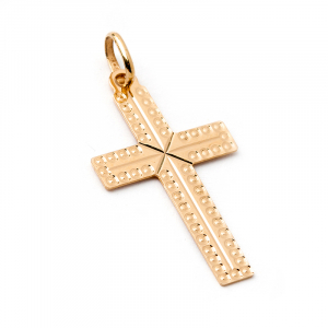 Krzyż złoty diamentowany grawer 14kr